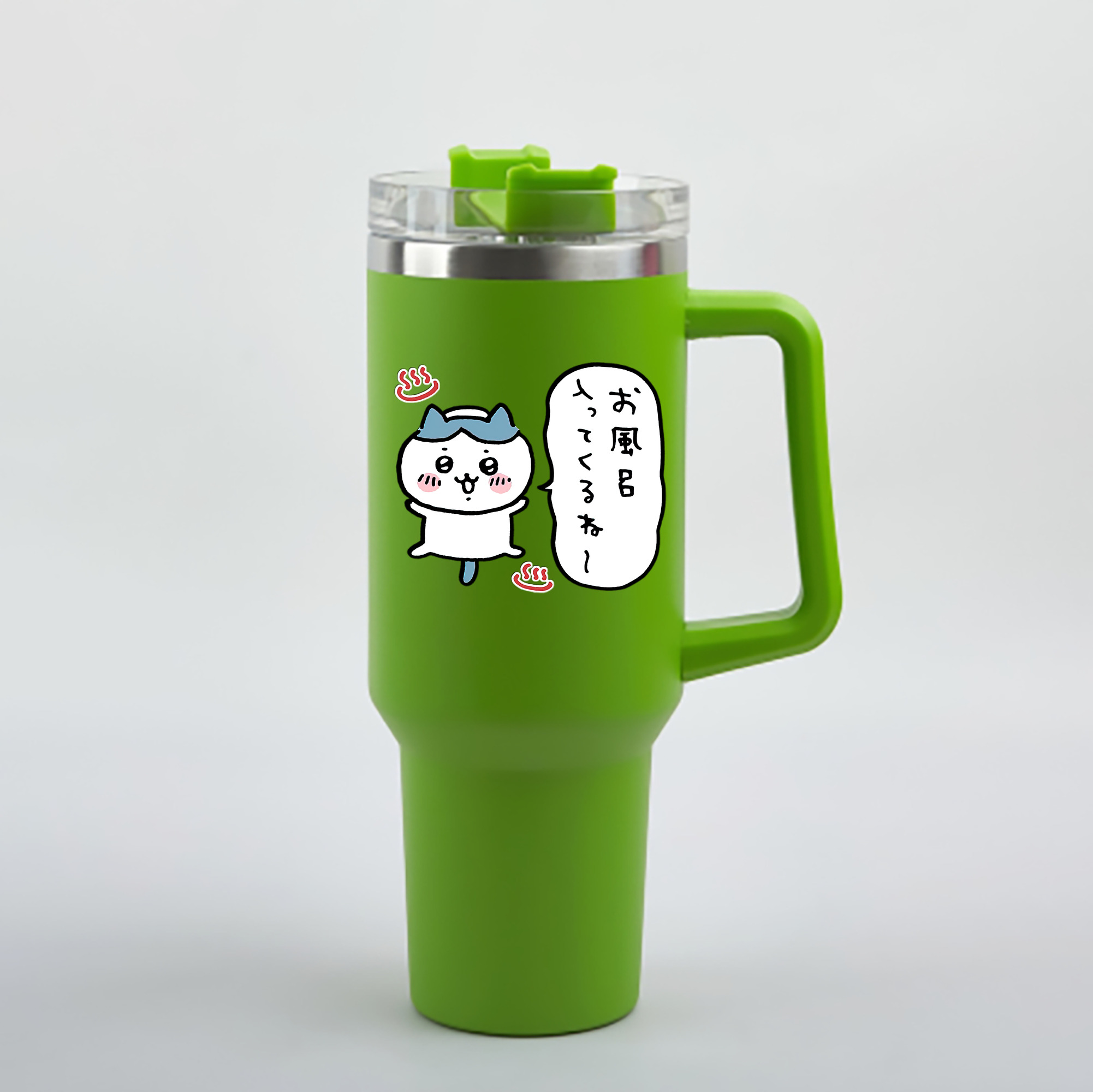 （画像用） ちいかわ ハチワレ Chii-kawa hachiware 1200mL車用タンブラー - クリスタルステッカー（プラスチックストロー付き）